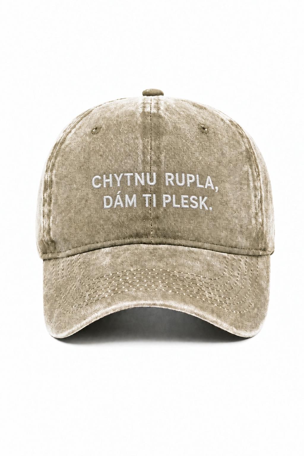 Béžová kšiltovka CHYTNU RUPLA, DÁM TI PLESK.