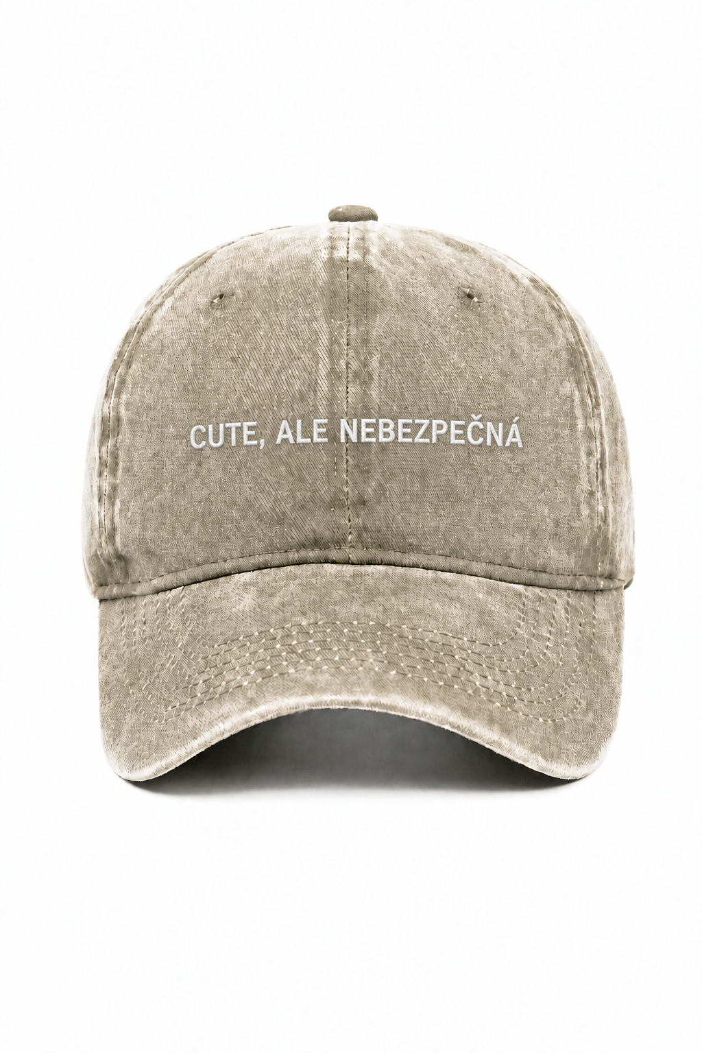 Béžová kšiltovka CUTE, ALE NEBEZPEČNÁ
